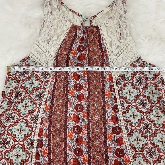 Hint of Mint Boho Mini Dress Pink with White Lace Size Small - Picture 4 of 7